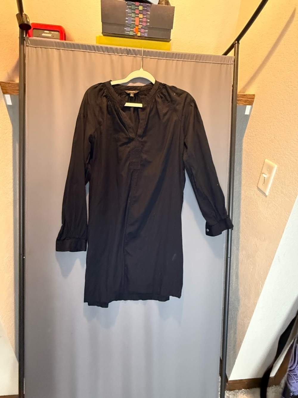Women's Black Long-Sleeve Tunic Swimsuit Coverup